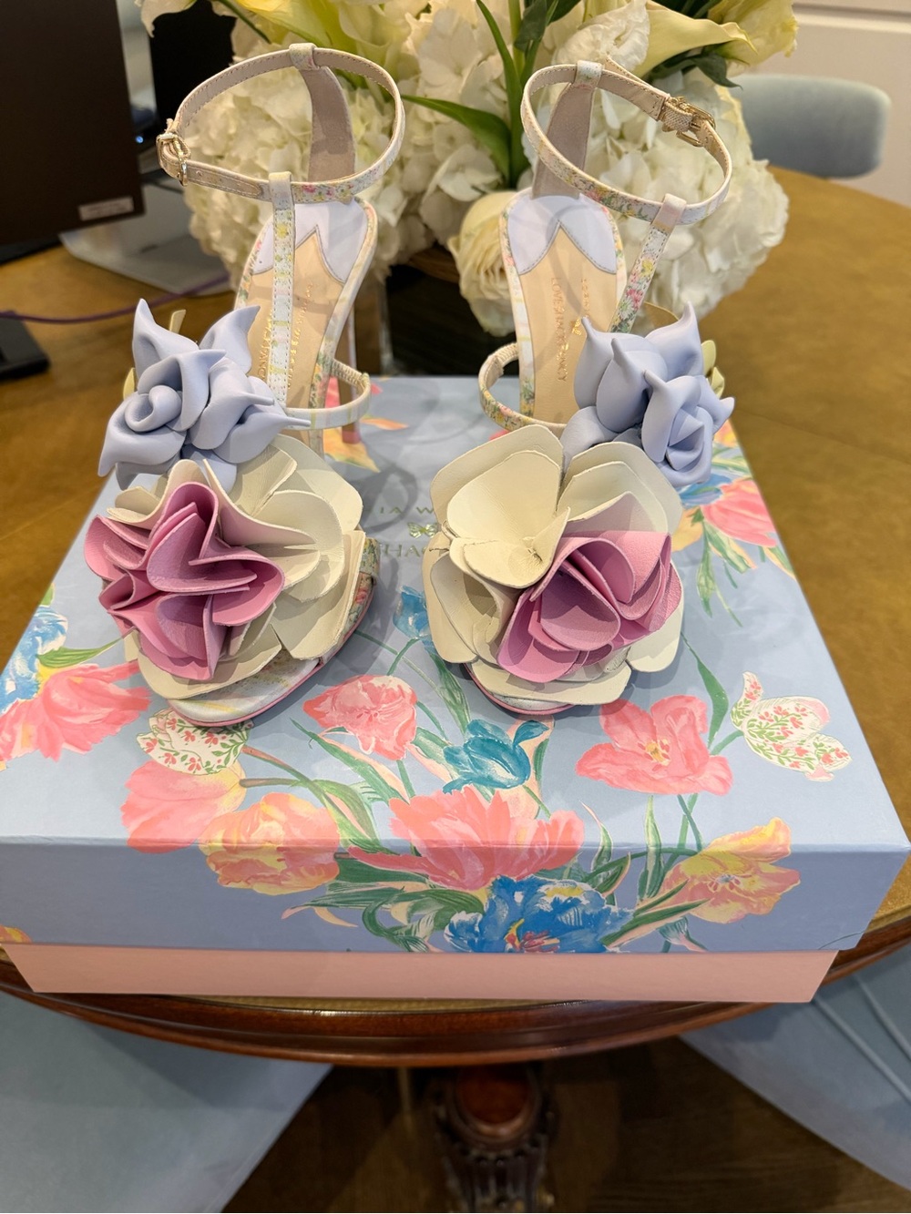 Sophia Webster x LoveShackFancy Pastel Floral Ankle-Strap Sandal - size 8 - Picture 5 of 6